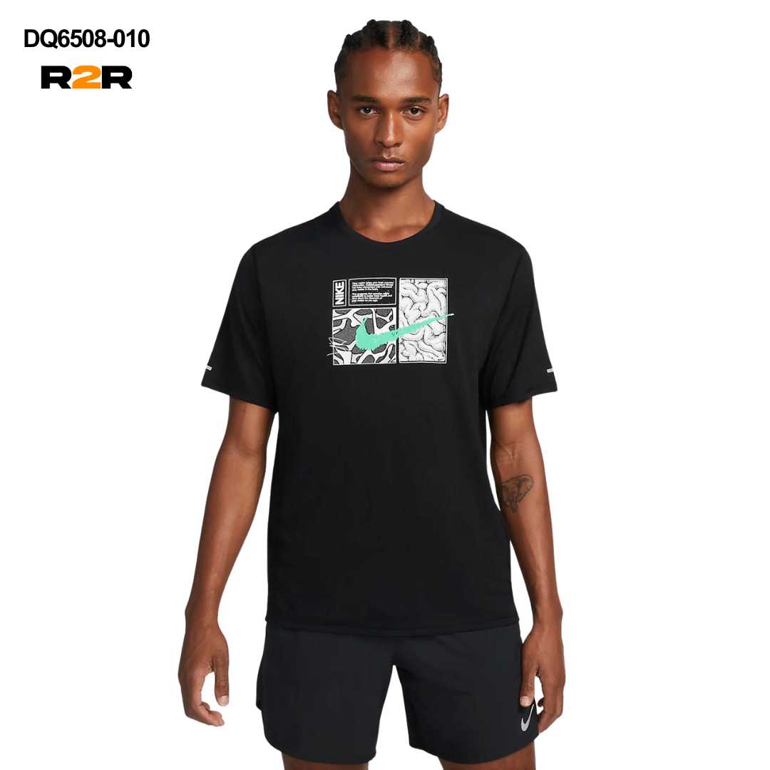 Nike miler graphic dye t-shirt 'black'