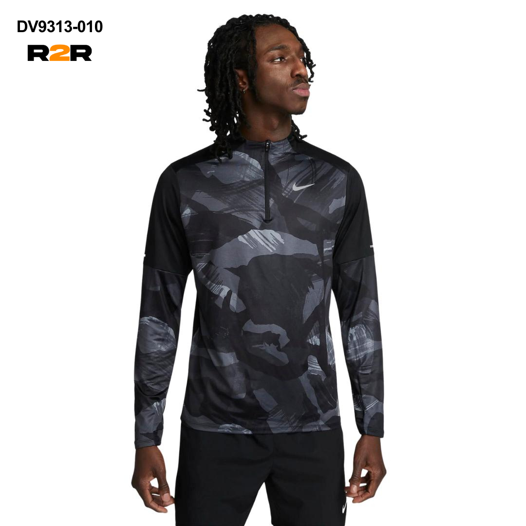 Nike 1/4 zip running top 'black camo'