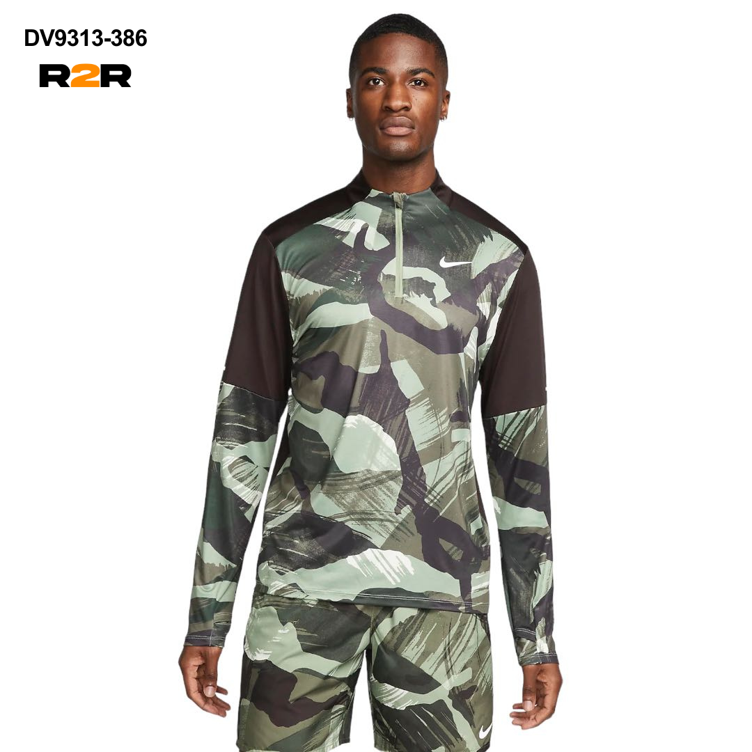 Nike 1/4 zip running top 'green camo'